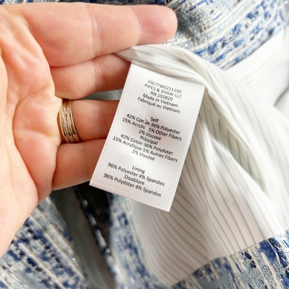 Veronica Beard Cutaway Dickey Blazer Tweed Jacket Blue Multi Size 6 Casual Work - Picture 6 of 6